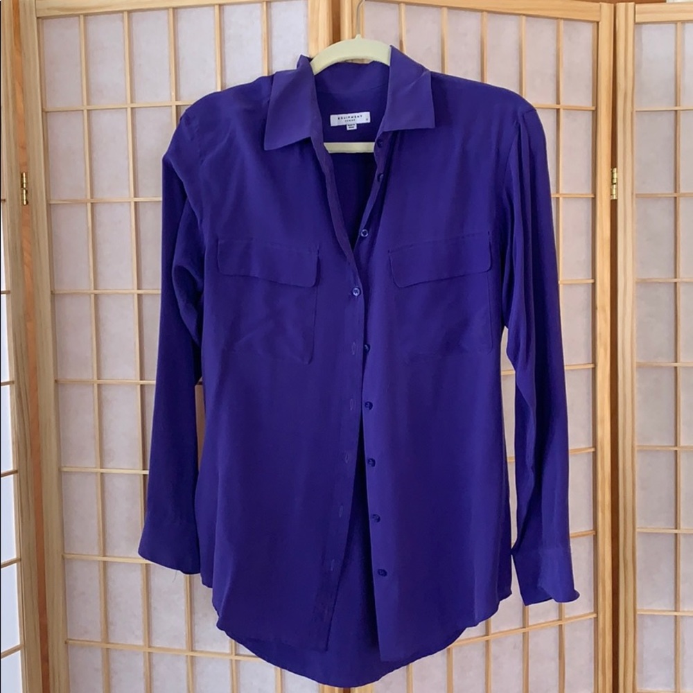 Equipment Cobalt Silk Blouse